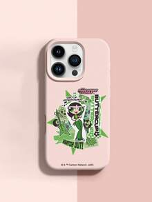 THE POWERPUFF GIRLS X SHEIN The Powerpuff Girls 辣妹 Buttercup 卡通貼紙拼貼圖案 星星 吉他 骷髏 繃帶 音符 字母元素 皮革紋理 粉色 親膚 防震 防摔 保護手機殼，適用於 Apple iPhone 13/14/15/15Pro/16/16Pro/17Pro，熱銷日常美學保護殼 - 彩色 - 查看 8