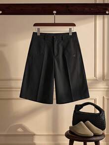 SIGLOCORE Pantalones cortos casuales versátiles con bolsillo de unicolor para hombres - Negro - Ver 3