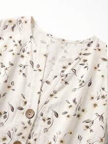 EMERY ROSE Women's Woven Printed Casual Resort Autumn Blouse - Apricot - View 5