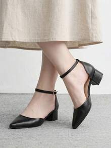 CUCCOO BIZCHIC Fashionable Versatile Commuter Pointed Toe Chunky High Heel Pumps - Black - View 2