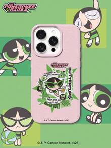 THE POWERPUFF GIRLS X SHEIN The Powerpuff Girls Buttercup Cool Fashion Glasses Rock Cartoon Sticker Collage Graphic Star Guitar Bandage Drink Skull Music Note Letter Element Leather Grain Pink Skin Friendly Shockproof Anti-Drop Protective Phone Case Compatible With Apple IPhone 13/14/15/15Pro/16/16Pro/17Pro, Best Selling Daily Aesthetic Cover - Multicolor - View 4