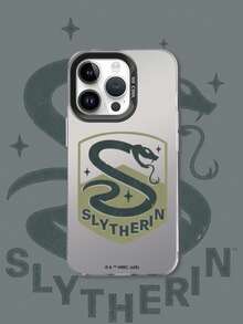 HARRY POTTER X SHEIN Funda de teléfono Harry Potter Slytherin con escudo, insignia de serpiente, letra S, elemento estrella, vitalidad, color negro, a prueba de golpes y caídas, cubierta protectora compatible con iPhone 13/14/15/15Pro/16/16Pro/17Pro, estilo de moda popular talla grande vendido - Multicolor - Ver 3