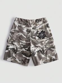 ROMWE MEN Men's Embroidered Pattern Camouflage Loose Denim Shorts - Multicolor - View 3