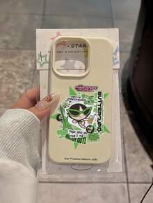 THE POWERPUFF GIRLS X SHEIN Die Powerpuff Girls Buttercup Cool Rock Cartoon Sticker Collage Grafik Stern Gitarre Pflaster Getränk Totenkopf Buchstaben Element Lederstruktur Weiß Hautfreundlich Stoßfest Anti-Fall Schutz Handyhülle kompatibel mit Apple iPhone 13/14/15/15Pro/16/16Pro/17Pro, Bestseller tägliche ästhetische Hülle - Verschiedenfarbig - Übersicht 6