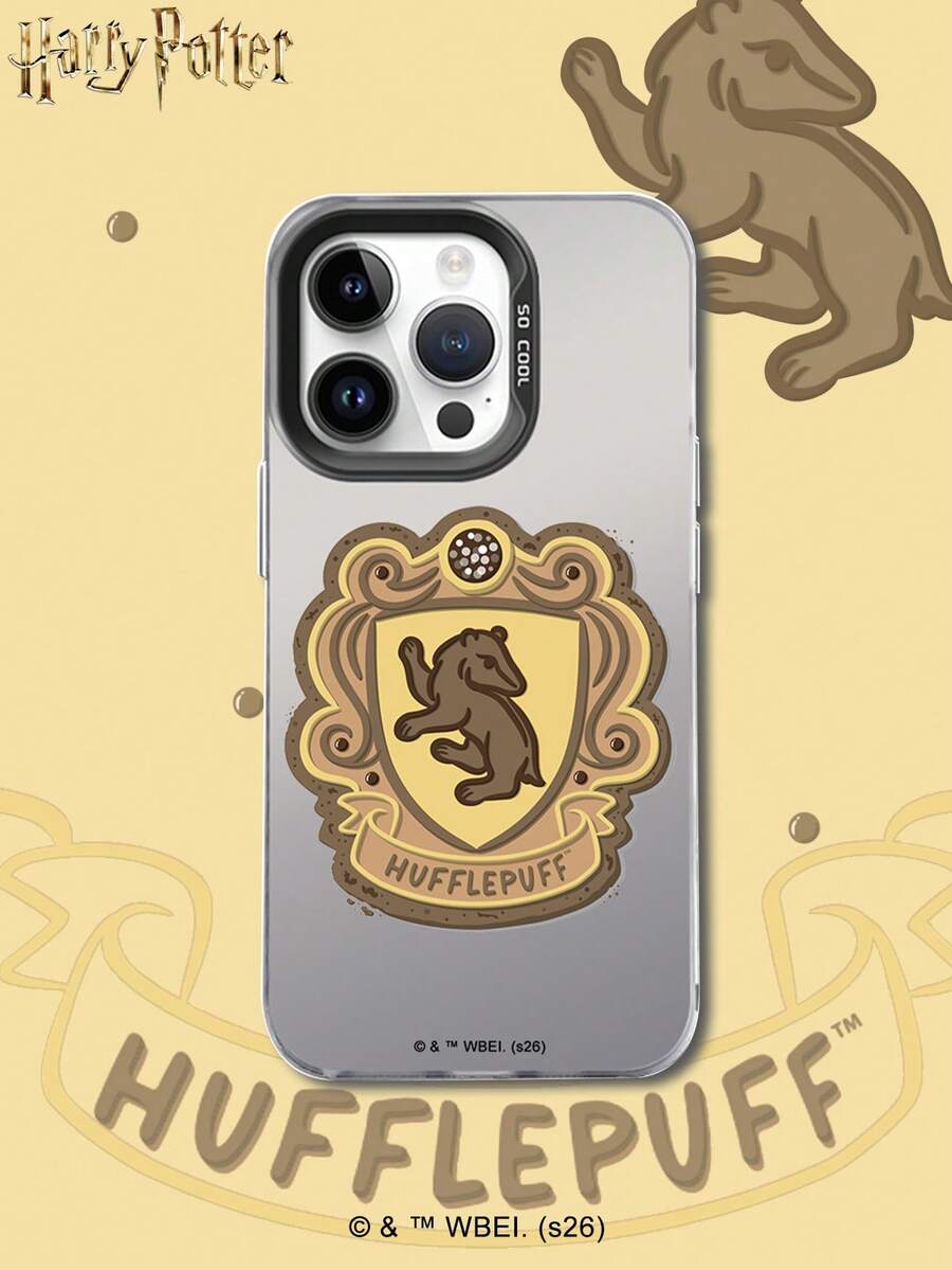 HARRY POTTER X SHEIN Harry Potter Hogwarts 四學院獅子蛇獾鷹紋章盾牌徽章活力黑防震防摔手機殼,保護套適用於 iPhone 13/14/15/15Pro/16/16Pro/17Pro,熱銷時尚風格 - 彩色 - 查看 1
