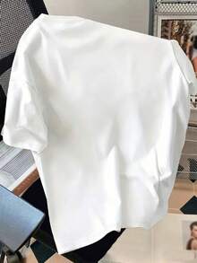 Resyla 男士大尺碼休閒T恤，泡棉印花工藝，修身健身運動上衣，適合健身、運動及休閒穿著 - 夏季圖案設計T恤，最新款上衣 - 白色 - 查看 2