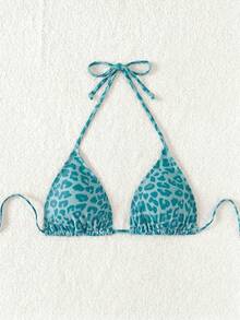 Swim Mod 女款豹紋泳衣上衣 - 薄荷藍 - View 5