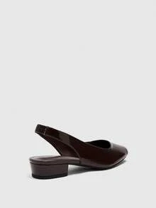 CUCCOO BIZCHIC Zapatos de mujer elegantes y de moda para primavera y verano, casuales para ir al trabajo, con acabado brillante, unicolor y punta abierta - Marrón - Ver 10