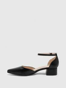 CUCCOO BIZCHIC Fashionable Versatile Commuter Pointed Toe Chunky High Heel Pumps - Black - View 9