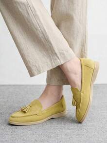 CUCCOO BIZCHIC Sepatu Flat Wanita dengan Gesper Sederhana dan Elegan, Modis, Serbaguna, untuk Santai, Kerja, dan Perjalanan. - Kuning muda - View 4