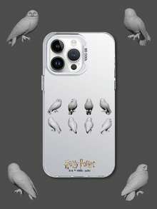 HARRY POTTER X SHEIN Harry Potter Hedwig 貓頭鷹圖案銀色防震防摔手機殼，適用於 iPhone 13/14/15/15Pro/16/16Pro/17Pro，熱門流行款式 - 彩色 - 查看 2