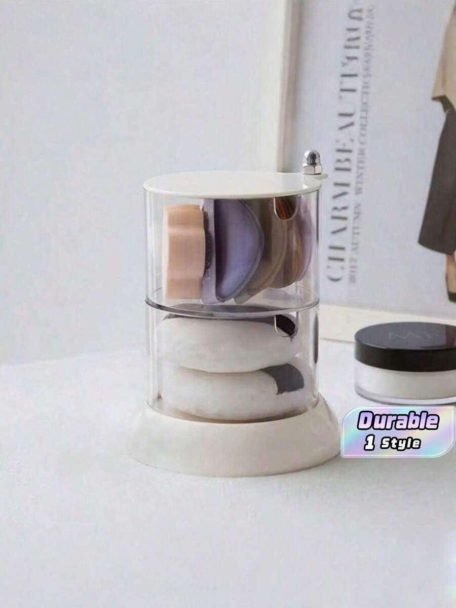 1 Transparent Plastic Rotating Dustproof Multi-Layer Cosmetic Storage Box - Clear - View 1
