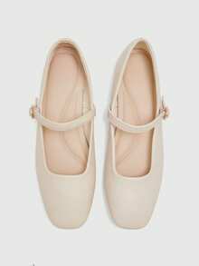 CUCCOO BIZCHIC Solid Color Fashionable Comfortable Casual Flat Shoes, Suitable For Daily Commute Spring Shoes - Beige - View 5