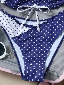 Costavie 女款多色印花兩件式比基尼套裝 新款圓杯掛脖式粗肩帶 性感優雅 度假海灘泳池派對泳衣 - 藏蓝色 - 查看 8