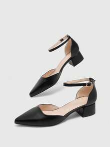 CUCCOO BIZCHIC Fashionable Versatile Commuter Pointed Toe Chunky High Heel Pumps - Black - View 5