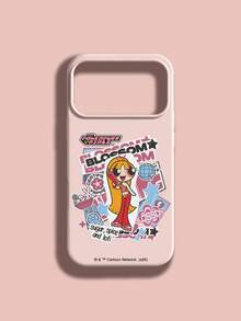 THE POWERPUFF GIRLS X SHEIN The Powerpuff Girls Blossom 卡通貼紙圖案 星花兔子迪斯可球字母元素 皮革紋理 粉色 親膚 防震防摔 保護手機殼 適用於 Apple iPhone 13/14/15/15Pro/16/16Pro/17Pro，熱銷日常美學保護殼 - 彩色 - 查看 4
