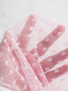 SweetSlumber Sweet Ins Polka Dot Mesh Ruffle Bow Decor Patchwork Knit Fabric Women's Pajama Top 2pcs Set - Multicolor - View 5
