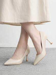 CUCCOO BIZCHIC Women's Pointed Stiletto Medium Heel High Heels, Elegant Casual And Comfortable Lace-Up Office Work Commuter Style Shoes, Formal Occasion Party Wedding Shoes, Suitable For Christmas And Spring Shoes - Rice apricot. - View 3