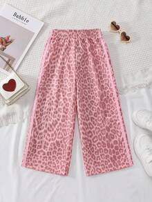 SHEIN Young Girl Leopard Print Patchwork Casual Versatile Daily Travel Long Pants - Multicolor - View 3
