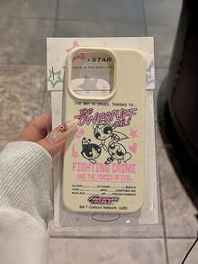 THE POWERPUFF GIRLS X SHEIN The Powerpuff Girls Full Three Characters Retro Distressed Graphic Star Heart Villain List Slogan Letter Element Leather Grain White Skin Friendly Shockproof Anti-Drop Protective Phone Case Compatible With Apple IPhone 13/14/15/15Pro/16/16Pro/17Pro, Best Selling Daily Aesthetic Cover - Multicolor - View 8