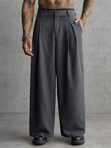 AXEPEAK Men's Casual Versatile Commuter Solid Color Long Pants - Grey - View 2