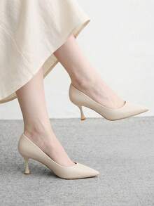 CUCCOO BIZCHIC Women's Pointed Stiletto Medium Heel High Heels, Elegant Casual And Comfortable Lace-Up Office Work Commuter Style Shoes, Formal Occasion Party Wedding Shoes, Suitable For Christmas And Spring Shoes - Rice apricot. - View 1