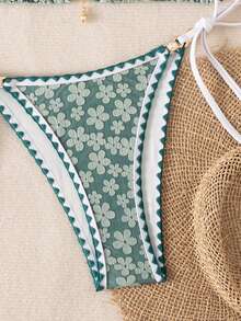 Vaytide Spring/Summer New Women's Two-Piece Beach Bikini Sexy Swimsuit Set With Floral Ruffle Design, Cute And Sweet - Green - View 5