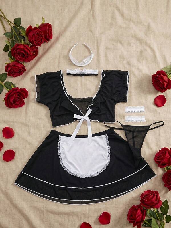 Dansine Women's Sexy COS Nurse Lace Set
