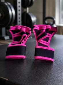 1 Pair Ventilated Weight Lifting Workout Gloves For Men Women, Built-In Wrist Wraps And Non-Slip Palm Silicone Exercise Gym Gloves For Cross Training Powerlifting. - Pink - View 6