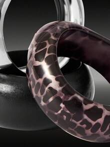 MortiRose Vintage European Style Geometric Resin Bracelet, Wide Acrylic Bangle, Unique & Versatile Design (Color, Texture, And Depth May Vary, Randomly Shipped) - Multicolor - View 4
