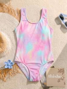 SHEIN Tween Girl Striped Floral Print Tankini Swimsuit Set - Multicolor - View 4