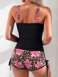 Swim Lushoire Springbreak 女款海灘度假背心比基尼兩件組 基本款短版上衣花卉印花比基尼套裝 - 彩色 - 查看 2