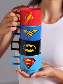 SUPERMAN X SHEIN 1PC12.7oz/375ml Stackable Cartoon Pattern Printed Mug, Cold And Heat Resistant, Can Be Used In Microwave Ovens And Dishwashers, Suitable For Water, Milk, Juice, Coffee - Blue - View 7