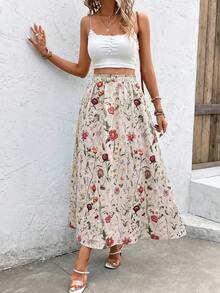 SHEIN Clasi Women's Vacation Casual Floral Print Skirt - Multicolor - View 5