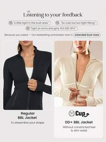 GLOWMODE FeatherFit™ For DD+ Slim-It Streamline Performance Secure Pockets Zip Up Long Sleeve Jacket Low Impact Yoga Daily Fall - Pearl White - View 2