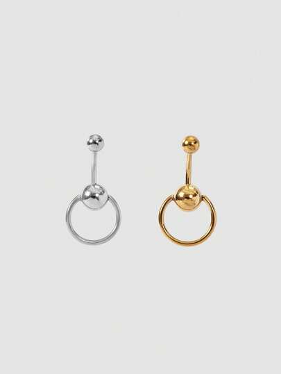 MortiRose 1pc/2pcs Personalized Stainless Steel Navel Ring, Suitable For Daily Wear For Men And Women, Great Gift For Her