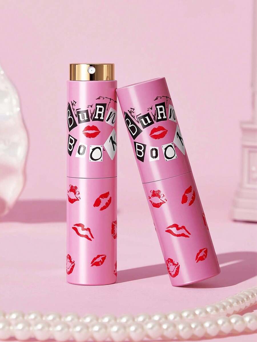 Mean Girls | SHEIN 1個 0.27oz/8ml 可愛卡通圖案印花旋轉式香水補充瓶,可重複使用,迷你便攜,玻璃內膽,適用於分裝香水、護膚水及其他液體,適合女性、學生、男性,特別適合粉絲,BURN BOOK - 粉色 - 查看 1