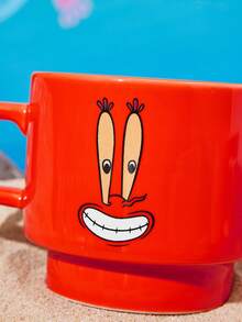 SpongeBob SquarePants | SHEIN 1Pc 12.68oz/375ml Stackable Cartoon Pattern Printed Mug, Cold And Heat Resistant, Can Be Used In Microwave Ovens And Dishwashers, Suitable For Water, Milk, Juice, Coffee - orange red - View 5