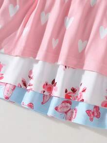 Souflis Souflis Vestido para bebé/niña pequeña (niña), nuevo estilo de verano, estilo casual lindo y divertido, multicolor de varias piezas, vestido ajustado sin mangas con tirantes, estampado floral en todo el Body combinado con vestido de unicolor, estilo pastoral, paleta de colores de dopamina de verano, vestido lindo y de moda, tela suave y cómoda, estilo versátil de moda diaria, adecuado para vacaciones de verano, fiestas, reuniones y otras ocasiones, vestido de niña detallado de nueva llegada para vacaciones, conjunto de 3 piezas - Multicolor - Ver 3