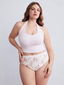 Elorette Pastoral Romantic Fresh Plus Size Jacquard Triangle Panties - White - View 5