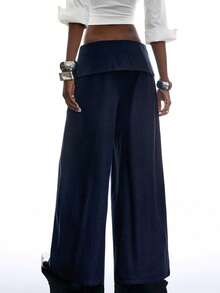 LYSMO Women's Solid Color Casual Y2k Hip Hop Punk Versatile Daily Wear Long Pants Going Out Night Out Navy Blue Autumn - Navy Blue - View 2