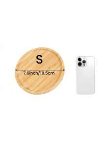 1pc Round Bamboo Wooden Storage Tray, Multifunctional Household Decor Serving Tray For Coffee Cups, Jewelry, Eyeglasses, Watches, Perfect For Kitchen, Home Decor, Holiday Party Organizer - Beige - View 10