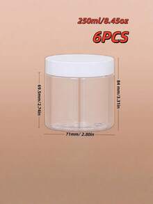 6pcs Plastic Wide-Mouth Bottles Sub-Packaging Storage Cans Manicure Accessories Transparent High-Quality Bottles Handmade Accessories Storage Classification Tools Studio Must-Have 200ml 250ml - Multicolor - View 10