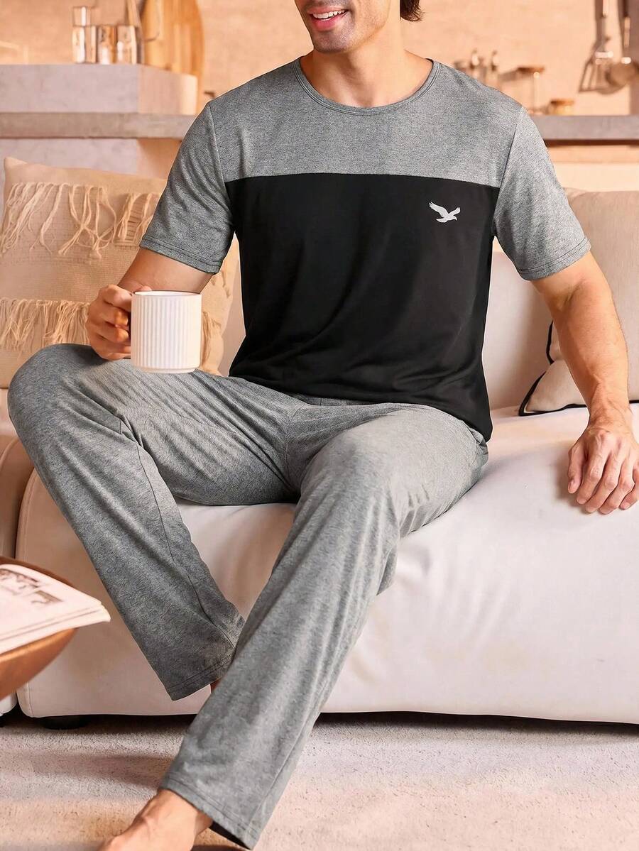 Manfinity Underwear&Sleepwear Basics 休閒基礎款男士居家服套裝 - 彩色 - 查看 1