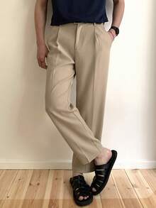 DAZY Khaki Fitted Commuter Men's Solid Color Dress Pants - Khaki - View 5