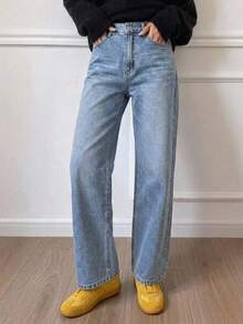 DAZY Light Washed Blue Straight Leg Ankle Length Jeans, All Season - Light Wash - View 1