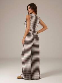 SHEIN Tall 2pcs/Set Women Striped Camisole And Pants, Casual Summer Outfit - Multicolor - View 5