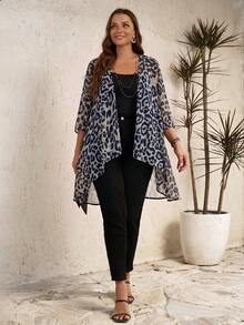 EMERY ROSE Chaqueta informal de talla grande con estampado de leopardo - Multicolor - Ver 3