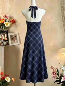 Resyla Plaid Digital Print Fashion Minimalist Women's Long Dress, Gift For Friends - Multicolor - View 2