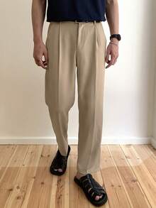 DAZY Khaki Fitted Commuter Men's Solid Color Dress Pants - Khaki - View 6